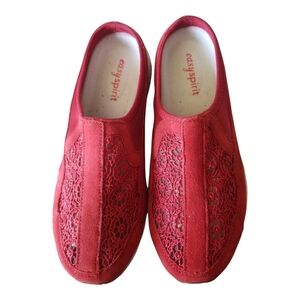 Easy Spirit Red Mules with Lacy Design
